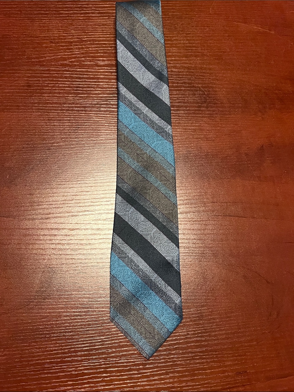 Christian Dior Monsieur Men's Diagonal Stripe Tie in Blue, Gray & Brown